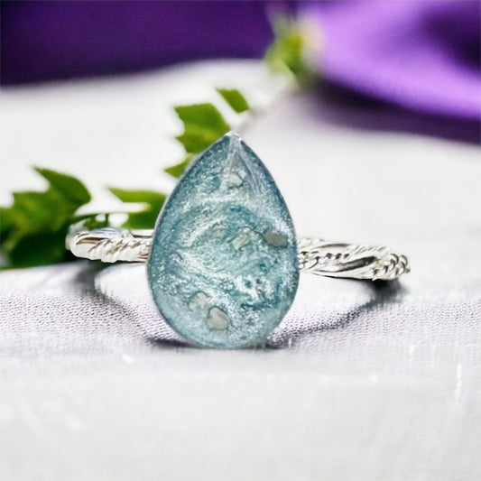 Teardrop/Heart/Square/Rectangle Sterling Silver Cremation Ring, Handmade Ashes Ring