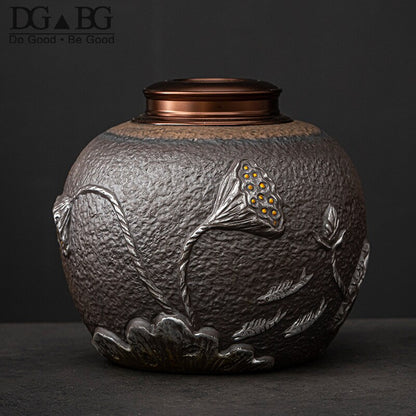 Large Ceramic Ashes Urn Holder, Memorial Ash Urns, Cremation For Human and Pet Keepsake - Ash Urn & Sea 