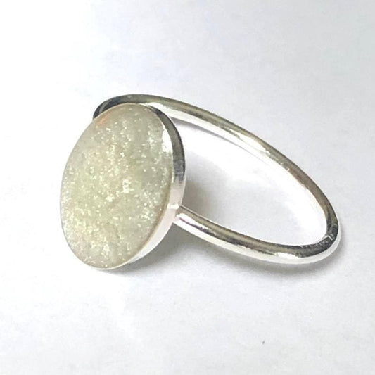Circle/Oval Sterling Silver Cremation Ring, Ashes Ring - Ash Urn & Sea 